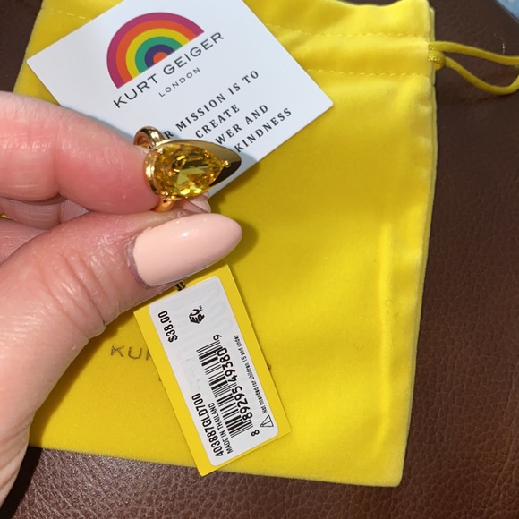 - Kurt Geiger London Crystal Nail Ring in Yellow. - Picture 6 of 7